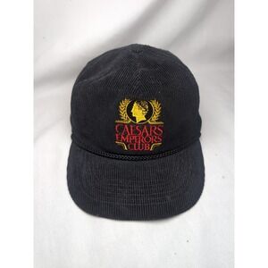 Vintage Caesars Palace Hat Cap Snap Back Black Corduroy Emperors Club Las Vegas